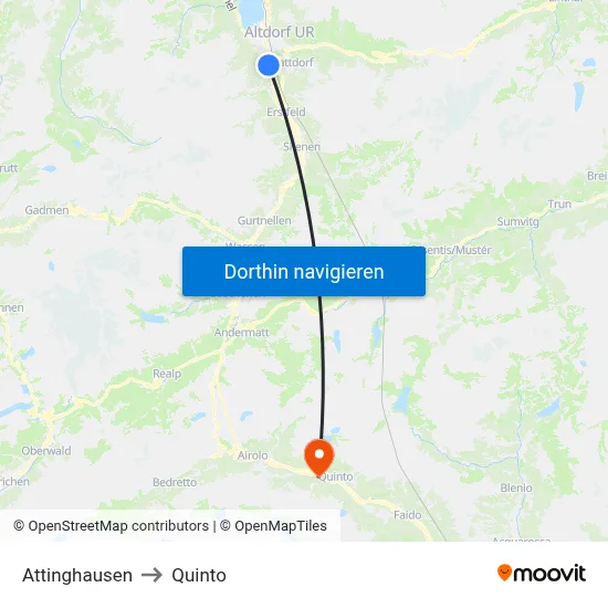 Attinghausen to Quinto map