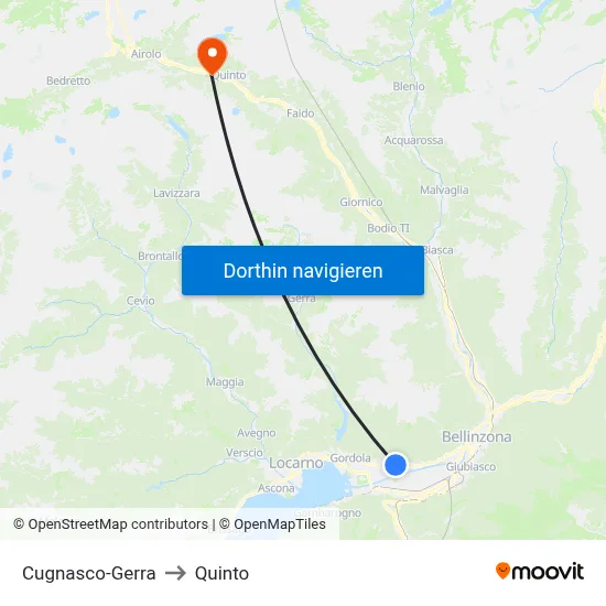 Cugnasco-Gerra to Quinto map