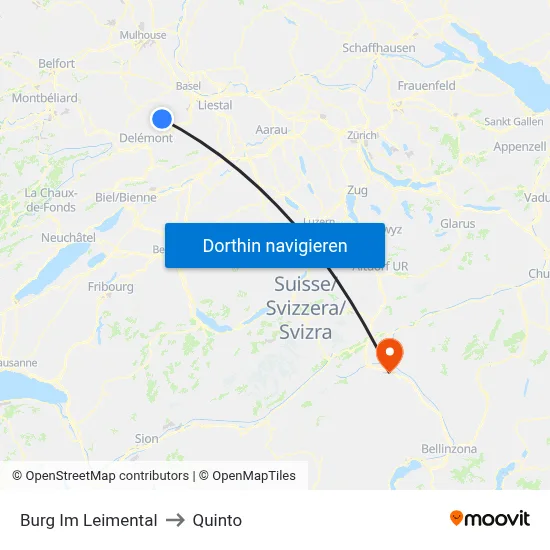 Burg Im Leimental to Quinto map