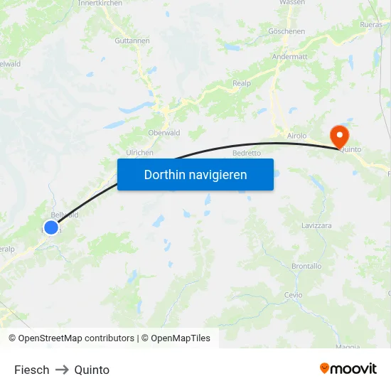 Fiesch to Quinto map