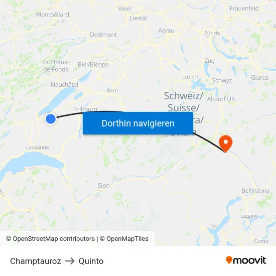 Champtauroz to Quinto map