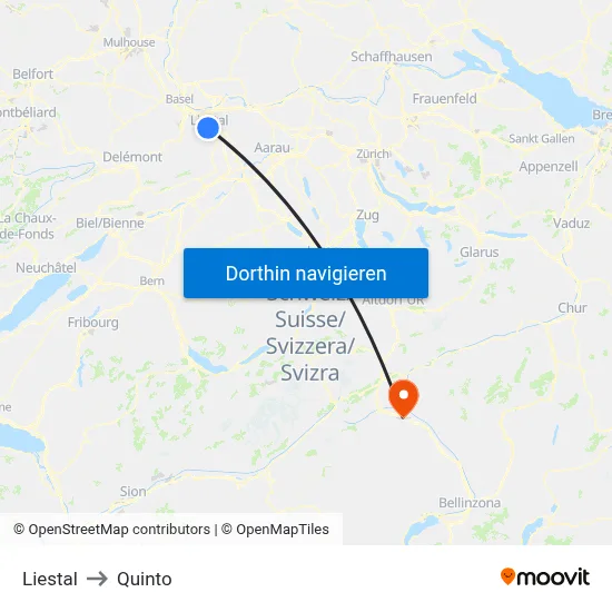 Liestal to Quinto map