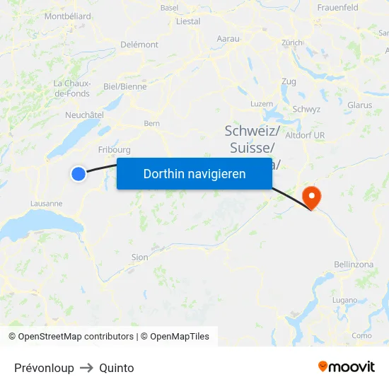 Prévonloup to Quinto map