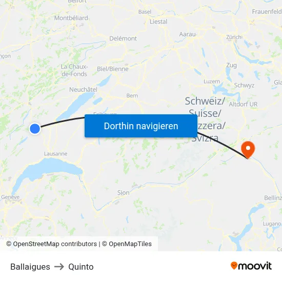 Ballaigues to Quinto map