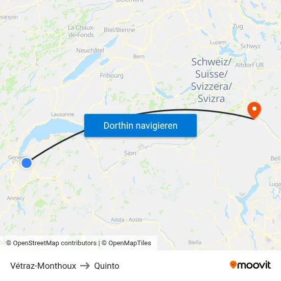 Vétraz-Monthoux to Quinto map