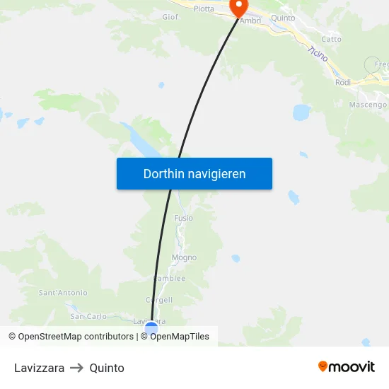 Lavizzara to Quinto map