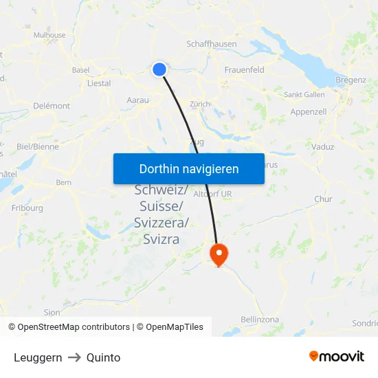 Leuggern to Quinto map