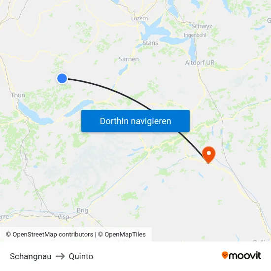 Schangnau to Quinto map