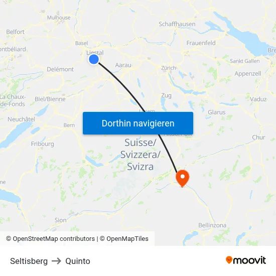 Seltisberg to Quinto map