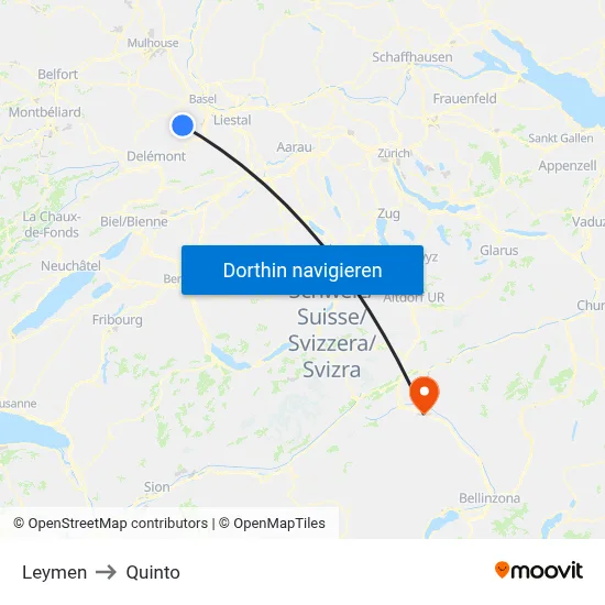 Leymen to Quinto map