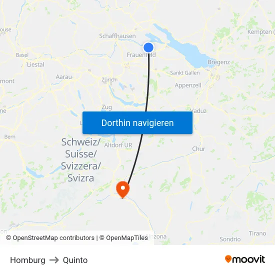 Homburg to Quinto map