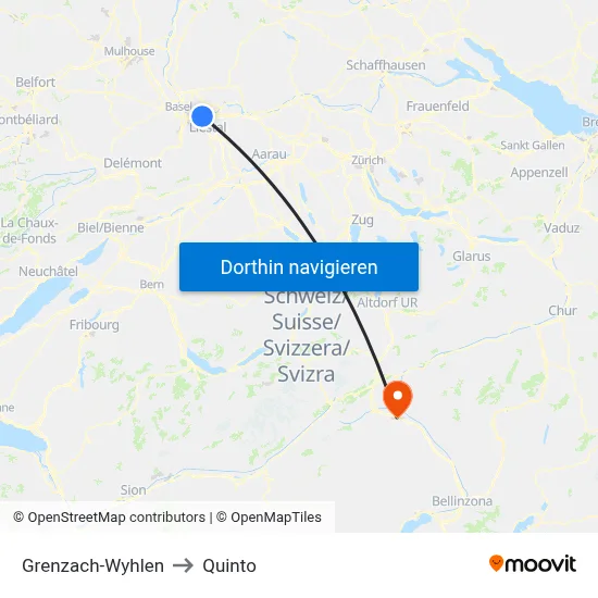 Grenzach-Wyhlen to Quinto map
