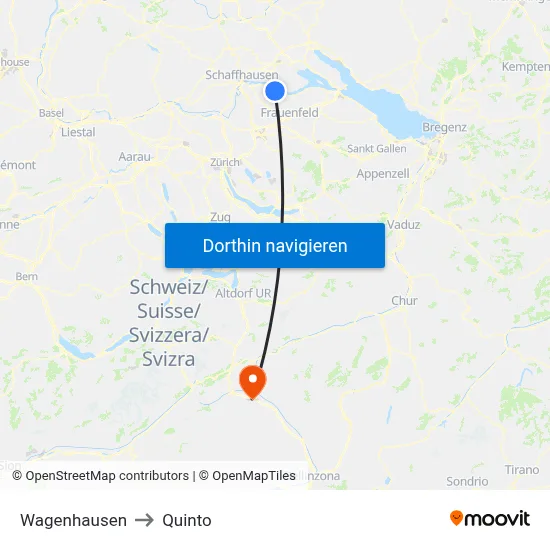 Wagenhausen to Quinto map