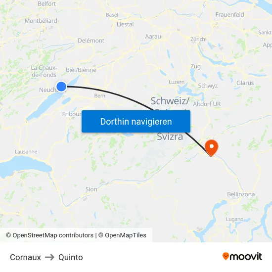 Cornaux to Quinto map