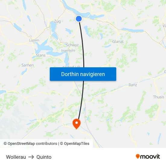 Wollerau to Quinto map