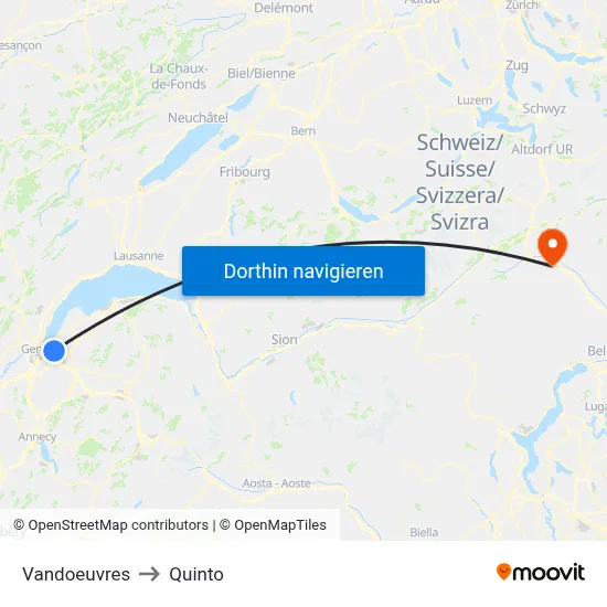 Vandoeuvres to Quinto map
