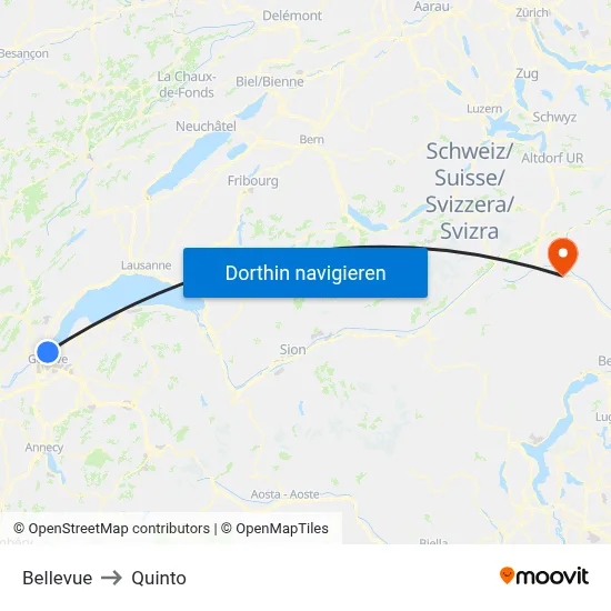 Bellevue to Quinto map