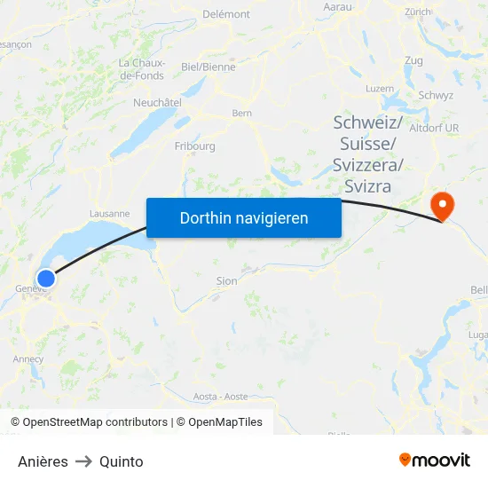 Anières to Quinto map
