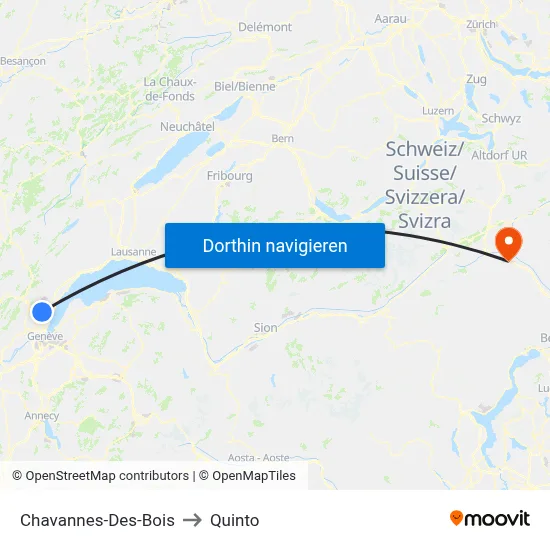 Chavannes-Des-Bois to Quinto map