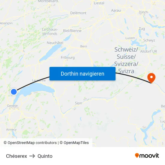 Chéserex to Quinto map