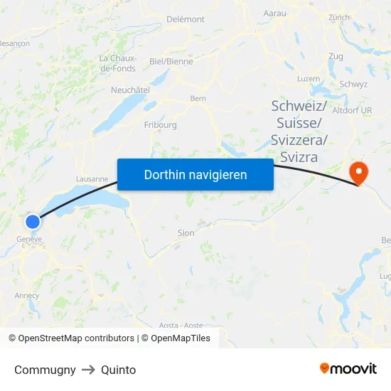 Commugny to Quinto map