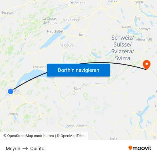 Meyrin to Quinto map