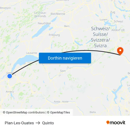 Plan-Les-Ouates to Quinto map
