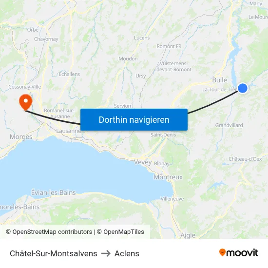 Châtel-Sur-Montsalvens to Aclens map