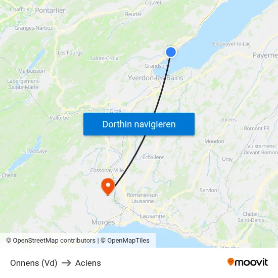 Onnens (Vd) to Aclens map