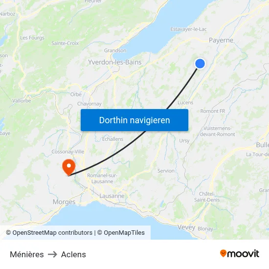 Ménières to Aclens map