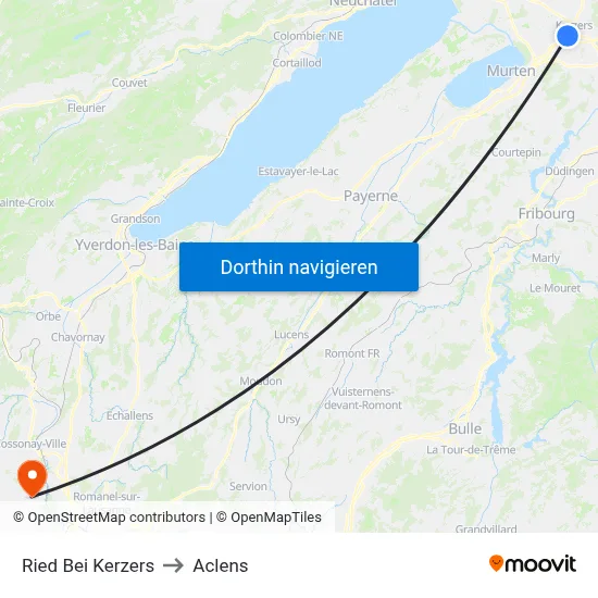 Ried Bei Kerzers to Aclens map