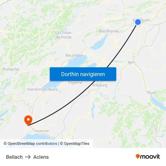 Bellach to Aclens map