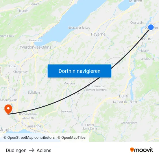 Düdingen to Aclens map