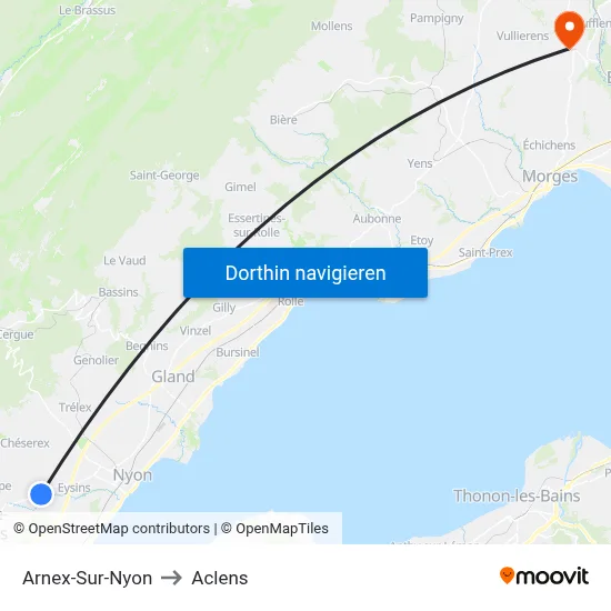 Arnex-Sur-Nyon to Aclens map