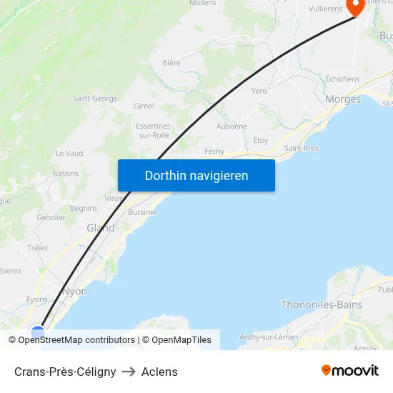 Crans-Près-Céligny to Aclens map