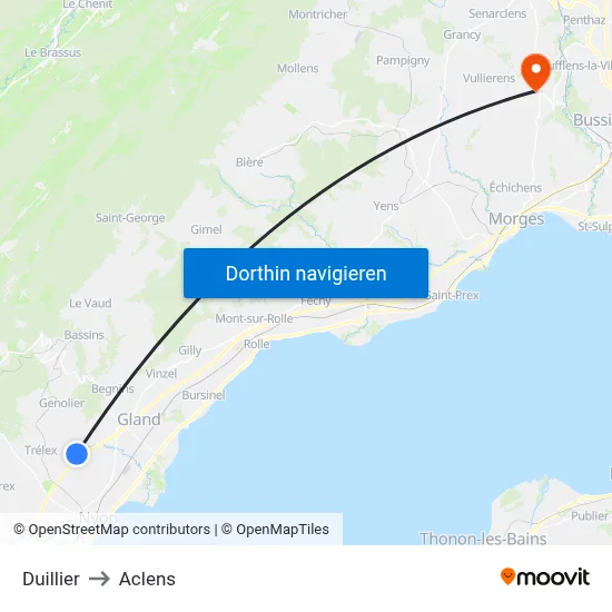 Duillier to Aclens map