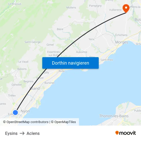 Eysins to Aclens map