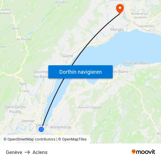 Genève to Aclens map