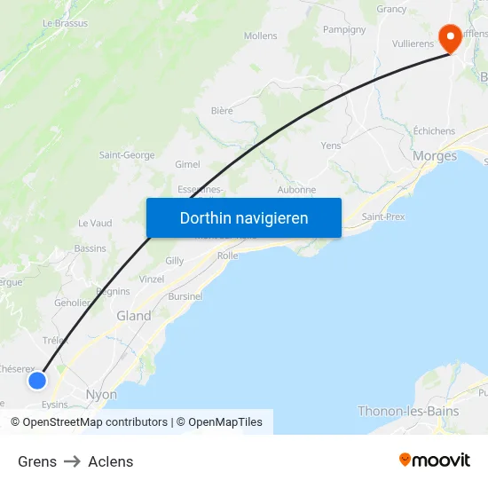Grens to Aclens map