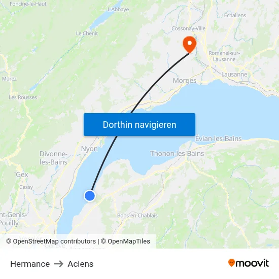 Hermance to Aclens map