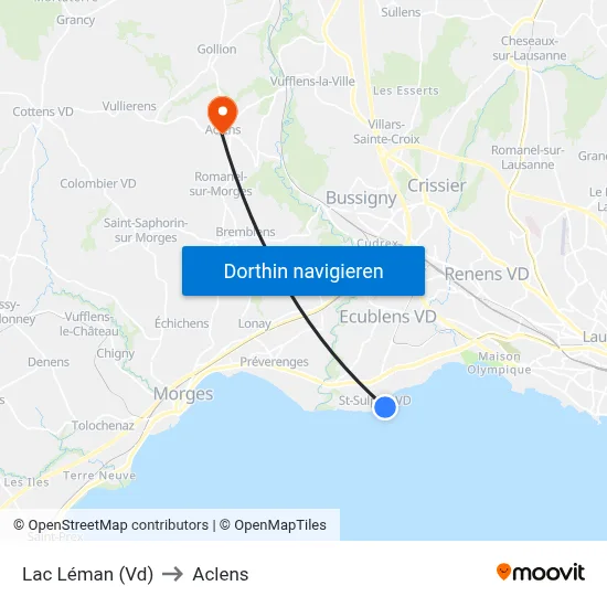 Lac Léman (Vd) to Aclens map
