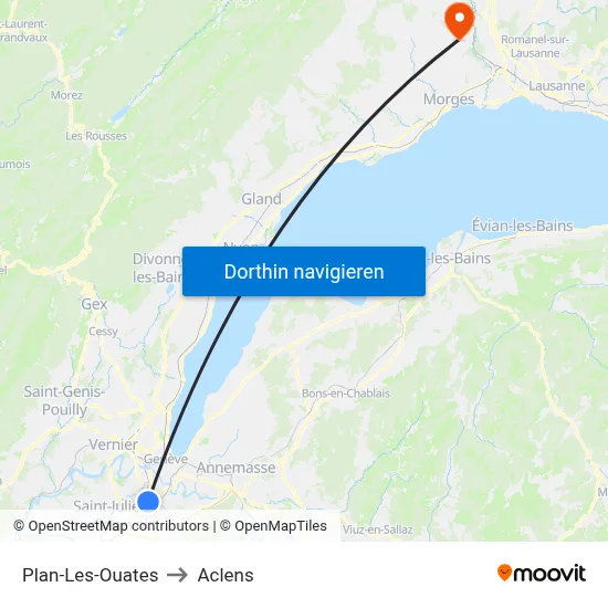 Plan-Les-Ouates to Aclens map