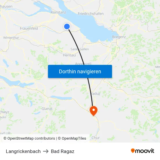 Langrickenbach to Bad Ragaz map