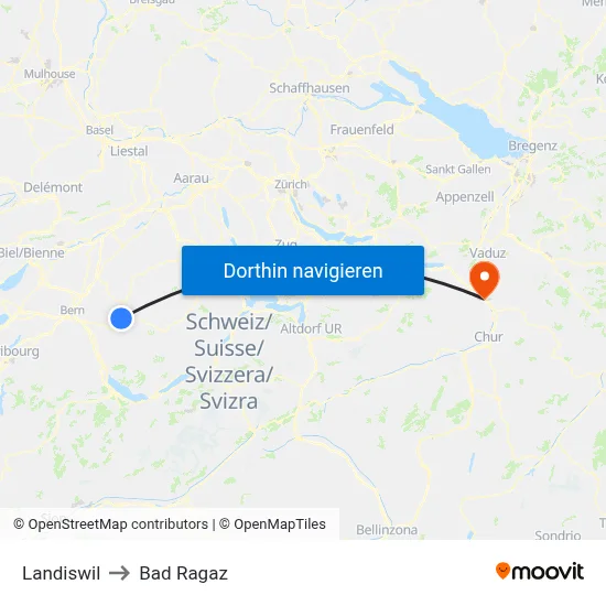 Landiswil to Bad Ragaz map