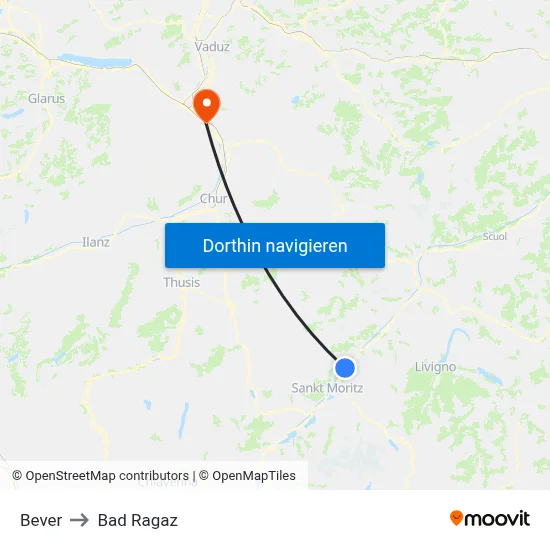 Bever to Bad Ragaz map