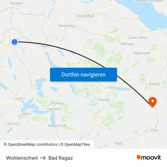 Wohlenschwil to Bad Ragaz map