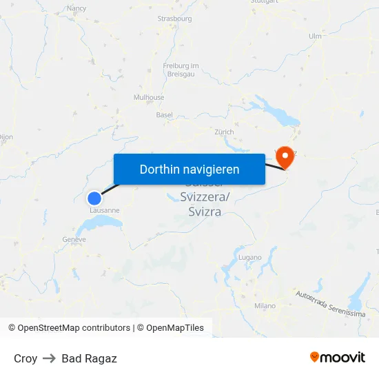 Croy to Bad Ragaz map