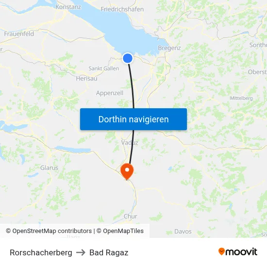 Rorschacherberg to Bad Ragaz map