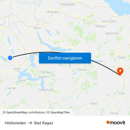 Hildisrieden to Bad Ragaz map