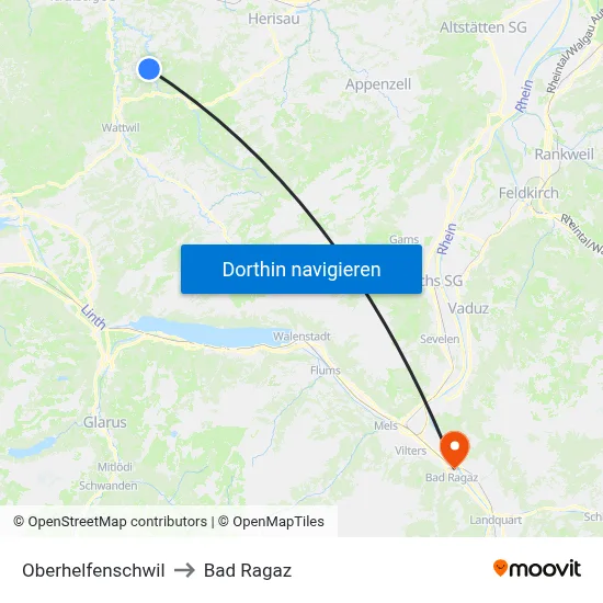 Oberhelfenschwil to Bad Ragaz map